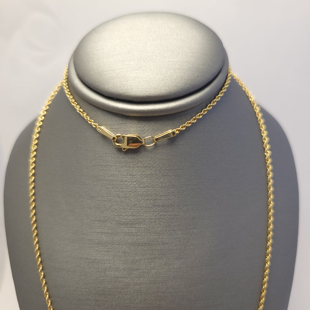 Collar de eslabones de cuerda macizo de oro amarillo de 14K
