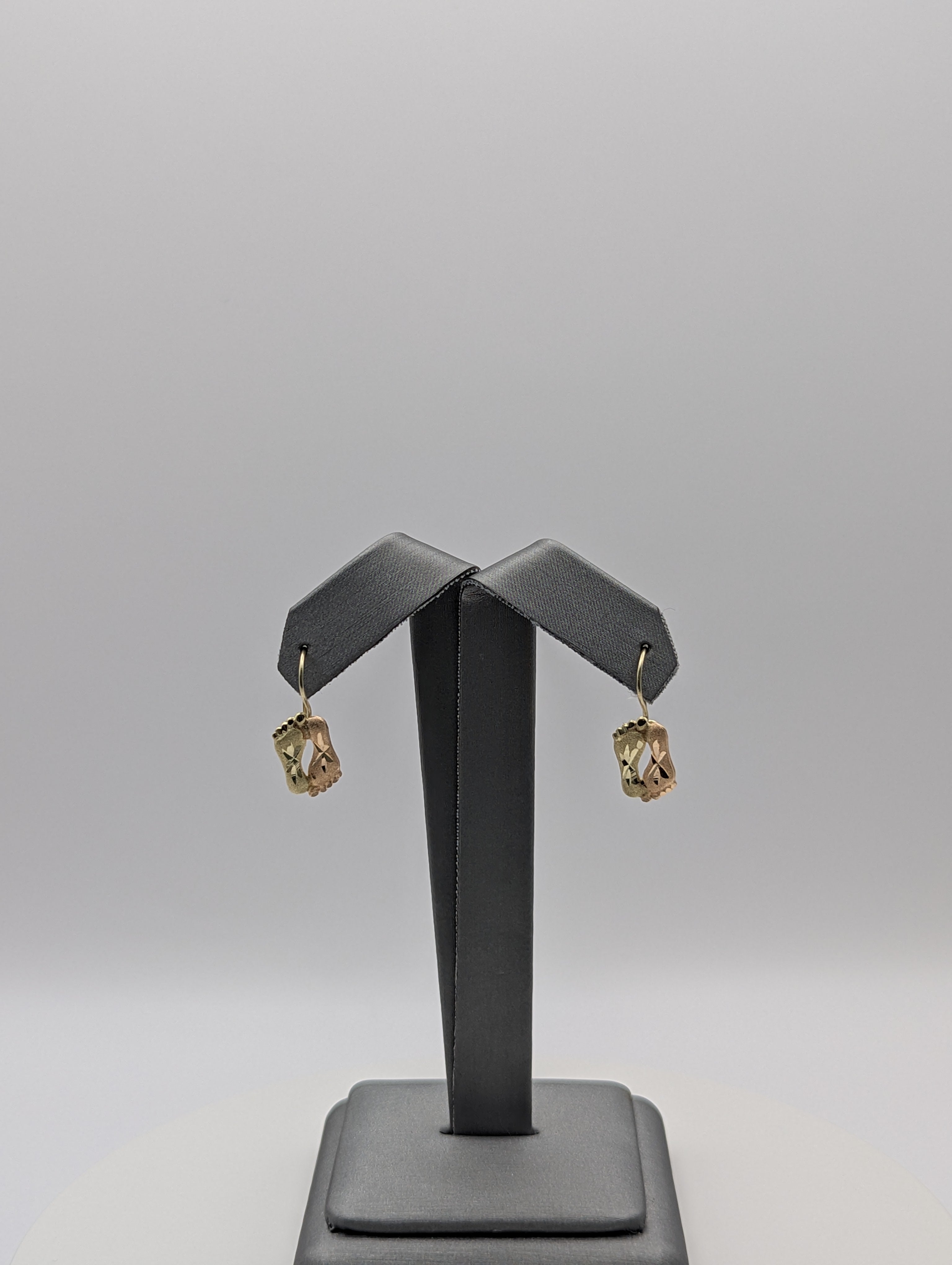 14K YG/RG Dia Cut Feet Earrings