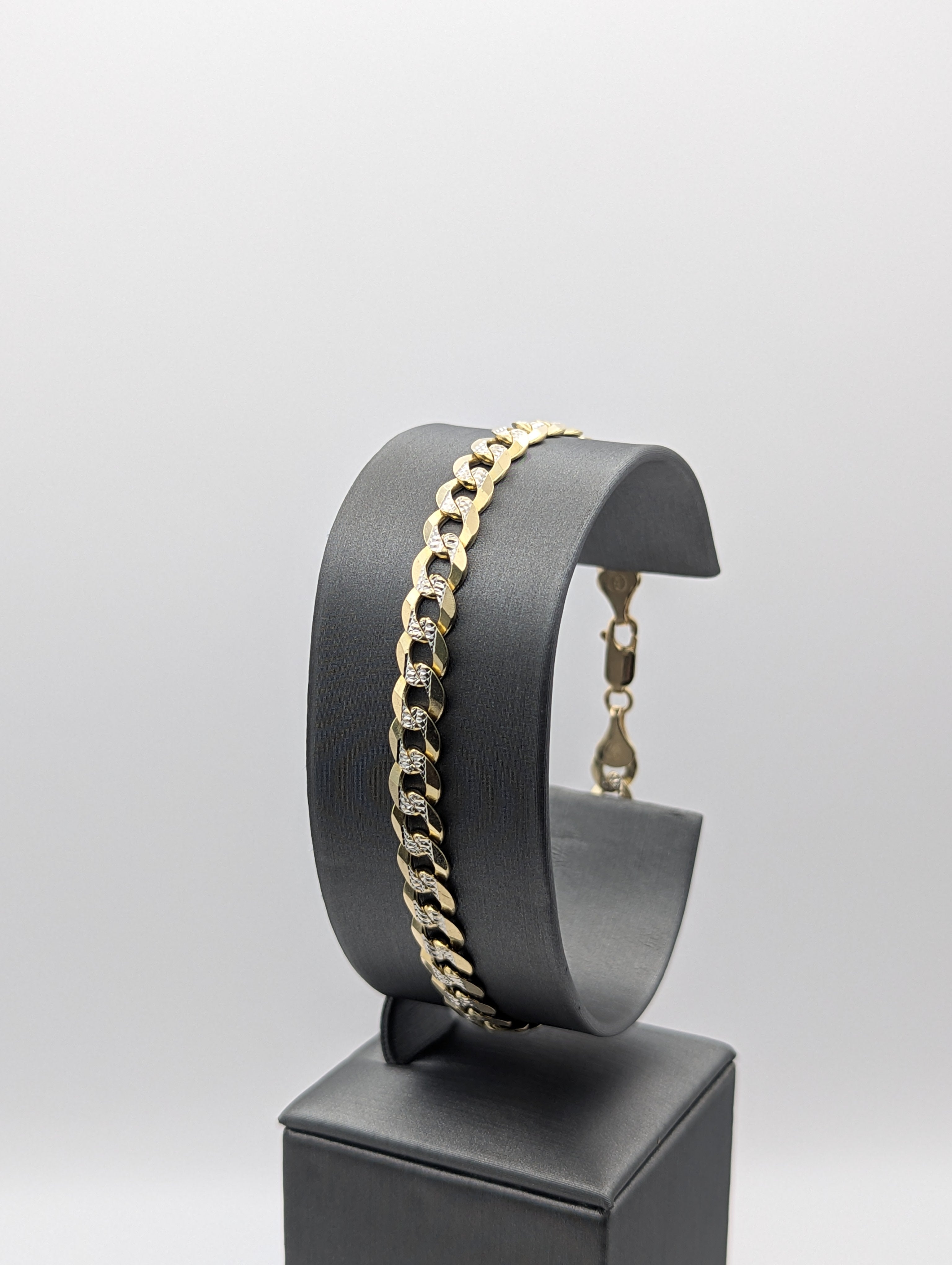 Pulsera de eslabones de corte diamante 14K