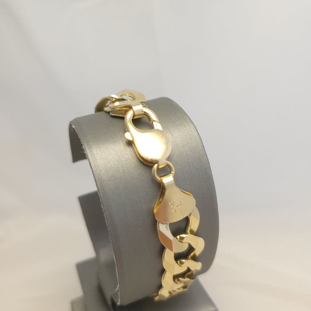 Pulsera de eslabones cubanos de oro amarillo de 14K