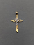 Colgante de crucifijo bicolor de oro de 14 quilates