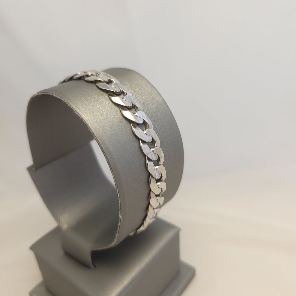 Pulsera Curb de oro blanco de 14K