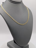 Cadena de eslabones cubanos con corte de diamante en oro amarillo de 14K