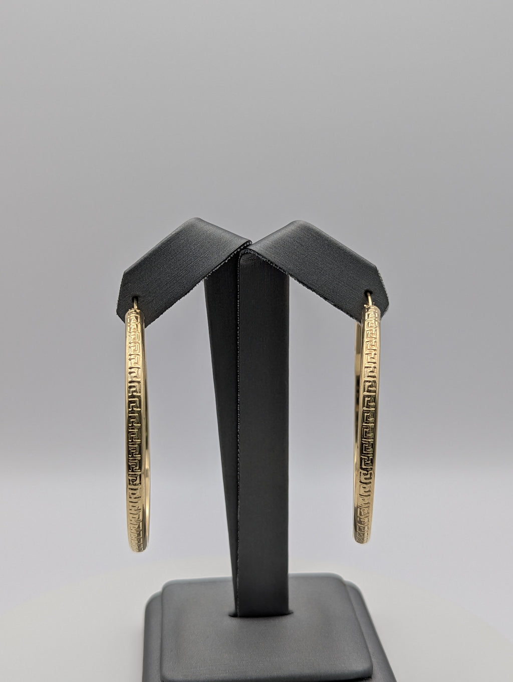 Pendientes de aro con motivo griego de oro amarillo de 14K