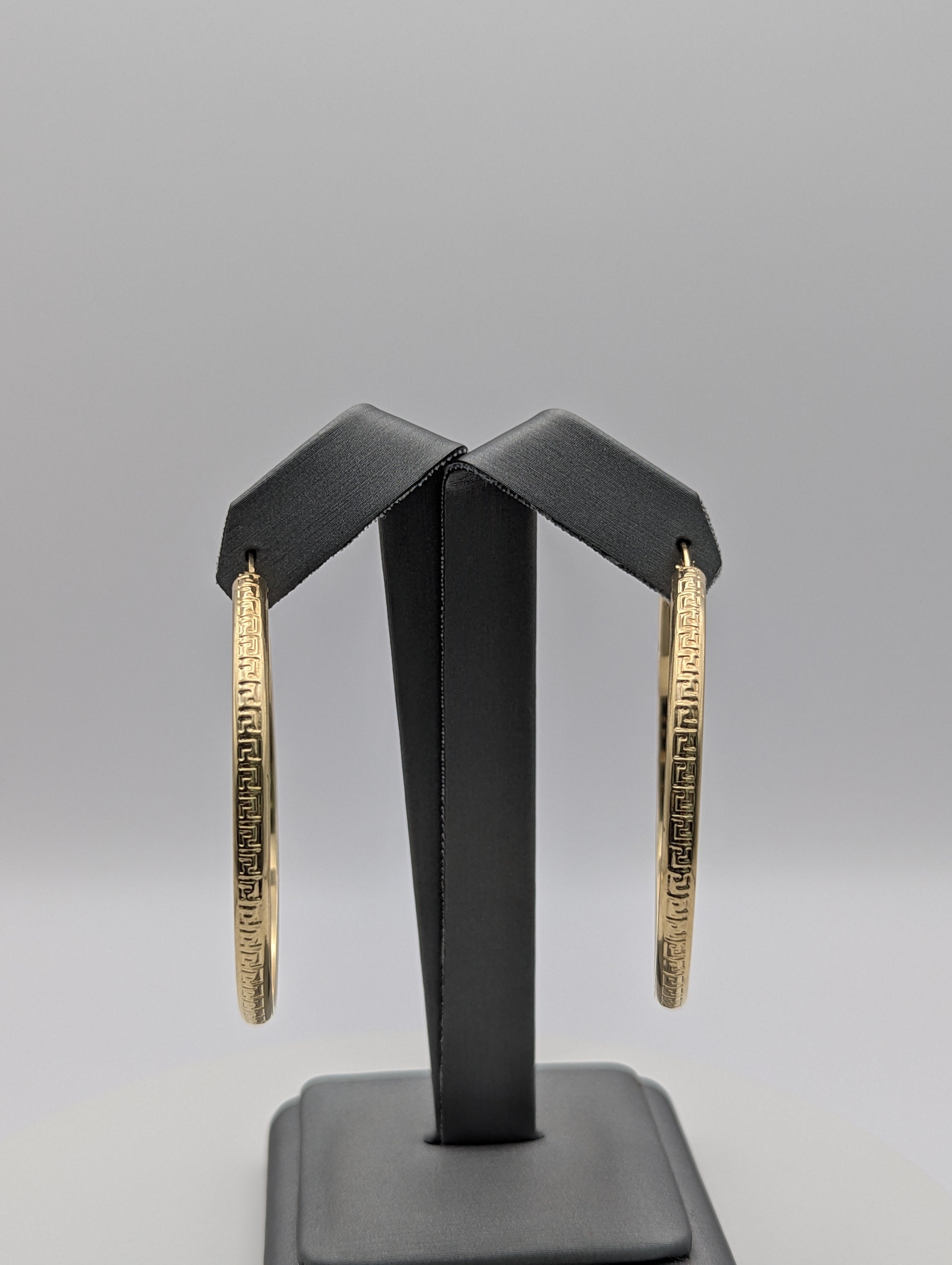14K YG Greek Key Hoop Earrings
