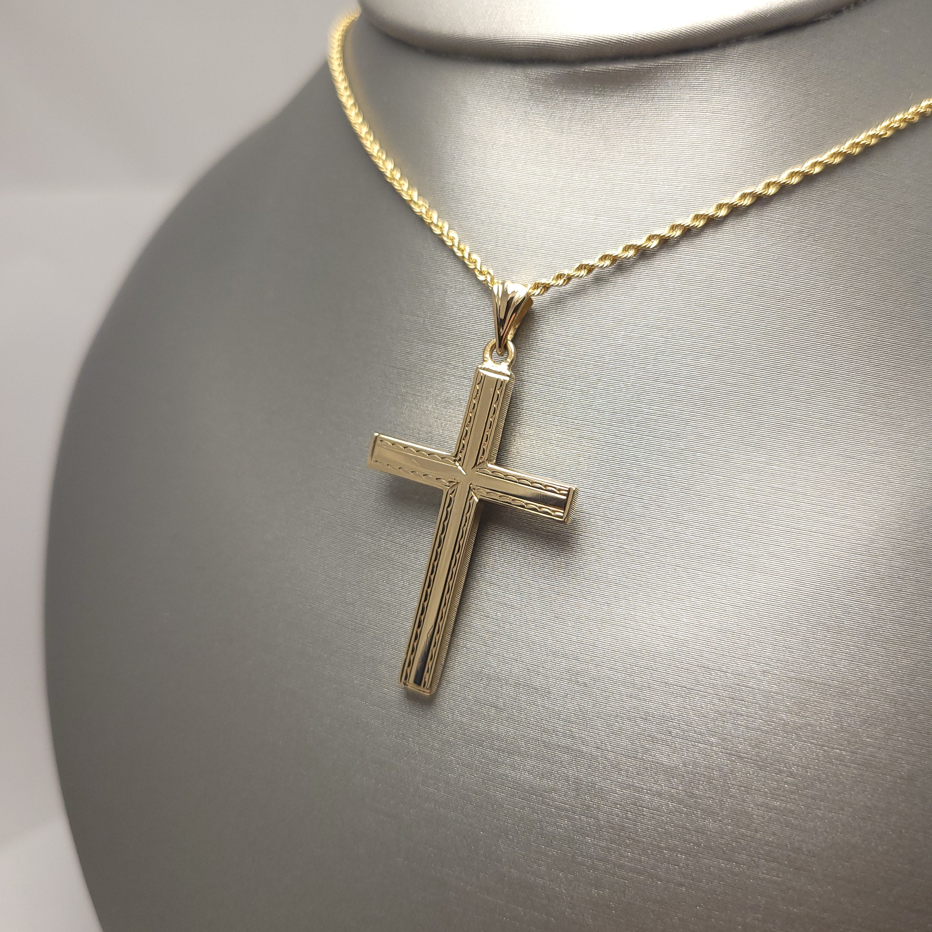 Colgante Cruz Plana Oro Amarillo 14K