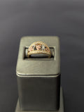 Anillo de símbolos de la suerte de tres colores de oro de 14K con circonitas cúbicas