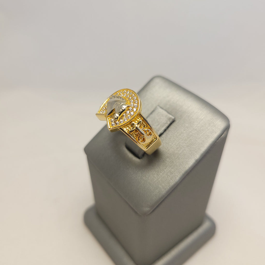Anillo de herradura bicolor de 14K