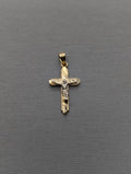 Colgante Crucifijo en Oro Amarillo/Blanco 14K con corte de diamante