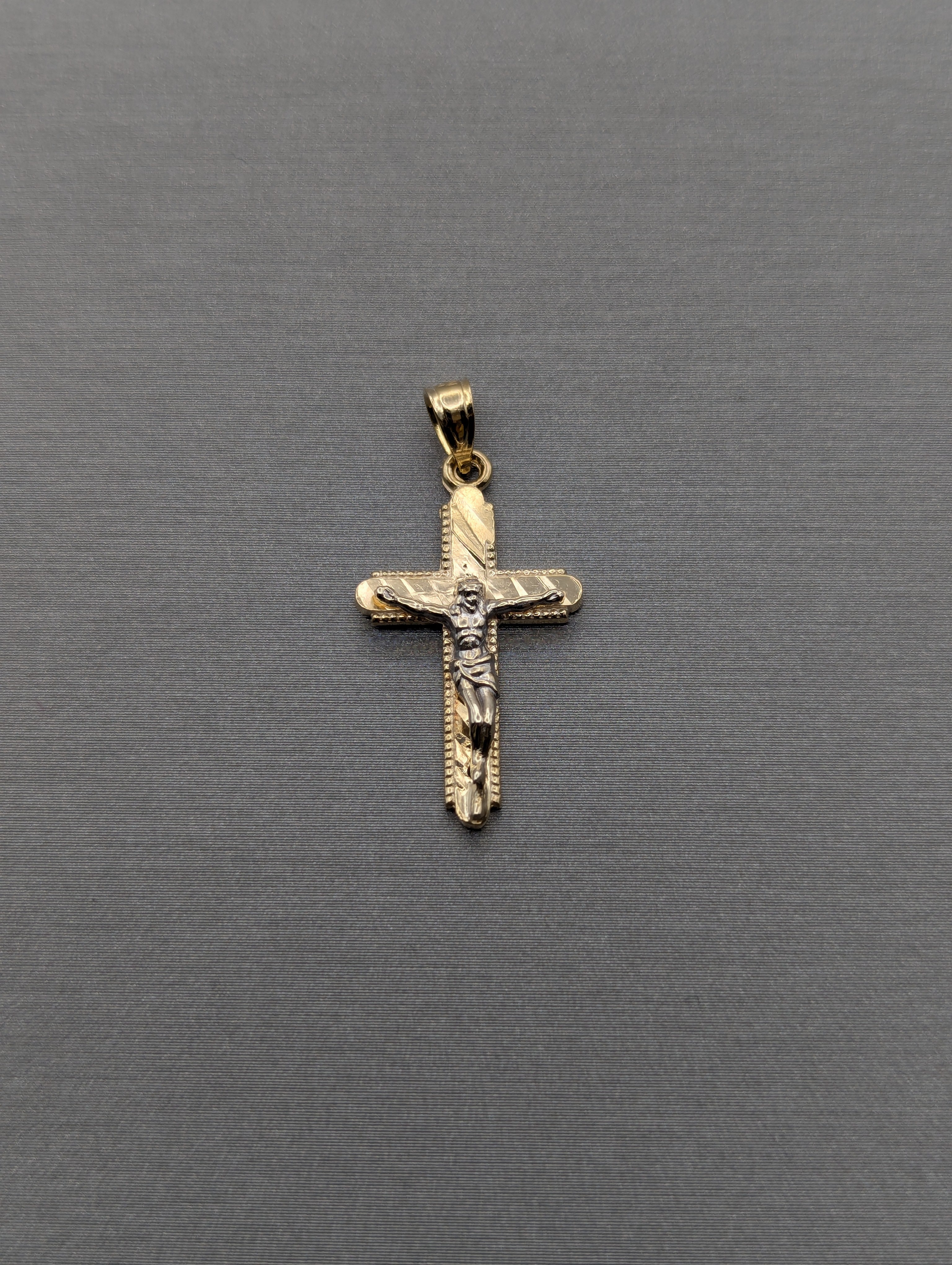 14K YG/WG Crucifix Dia Cut Pendant