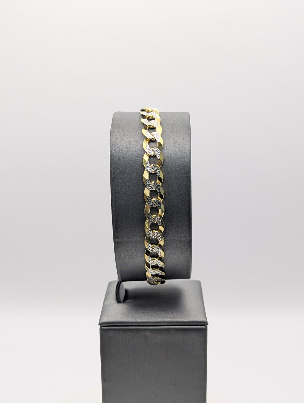 Pulsera de eslabones tipo frenada, oro de 14 quilates, corte diamante