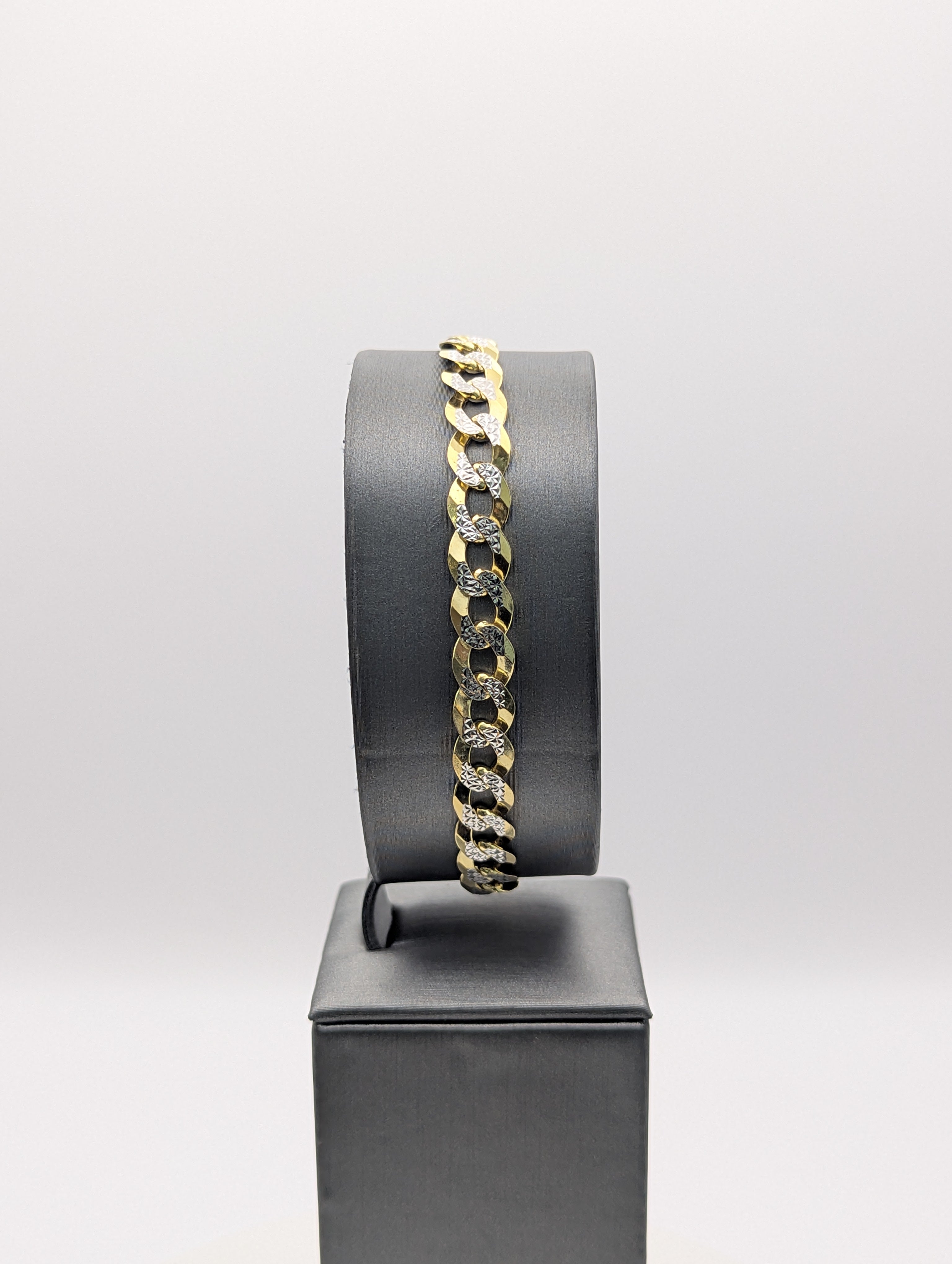 Pulsera de eslabones tipo frenada, oro de 14 quilates, corte diamante