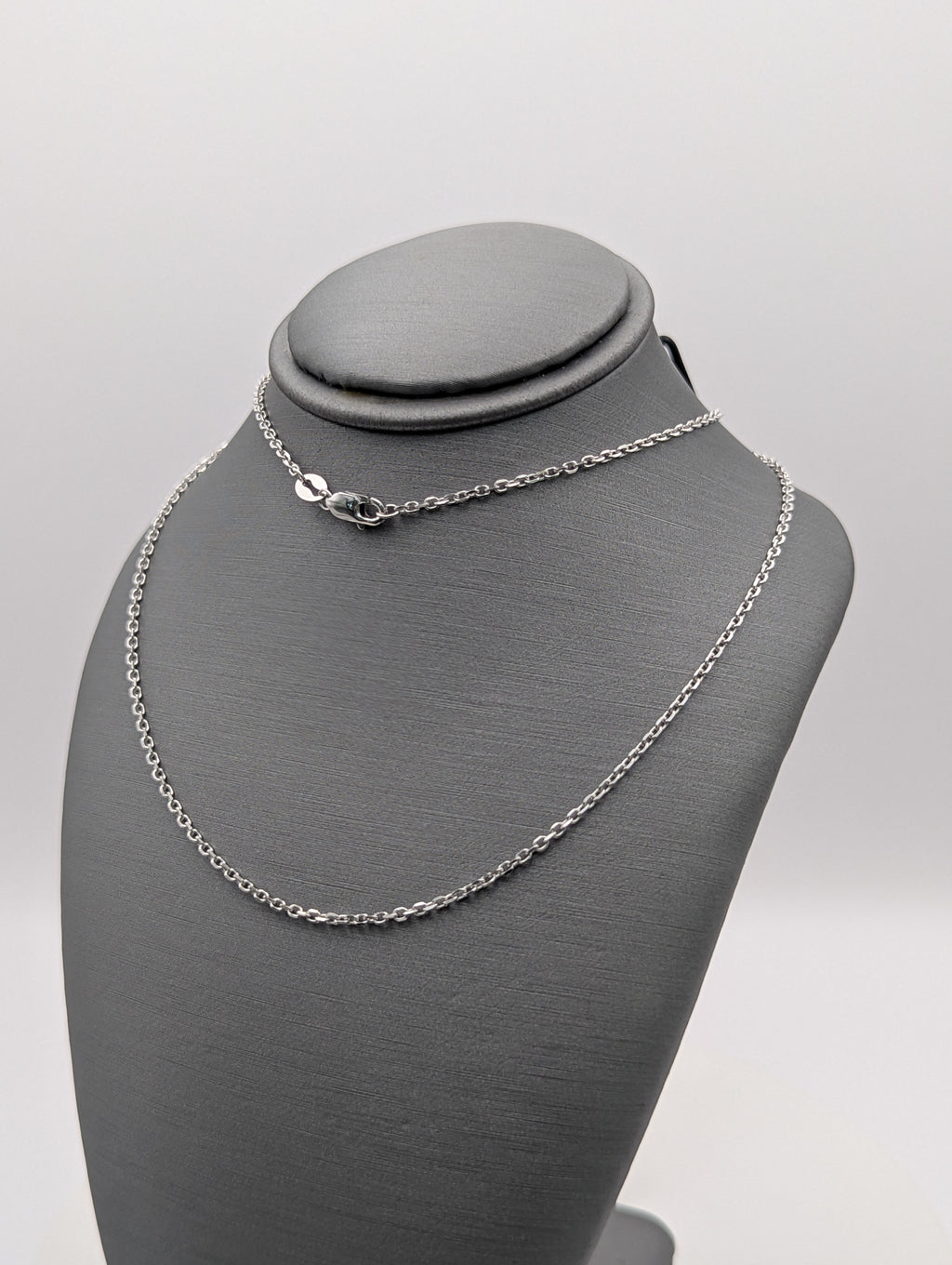 Cadena de cable cortada con diamante de oro blanco de 14K