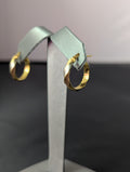 Pendientes de aro huecos trenzados tricolor de 14K