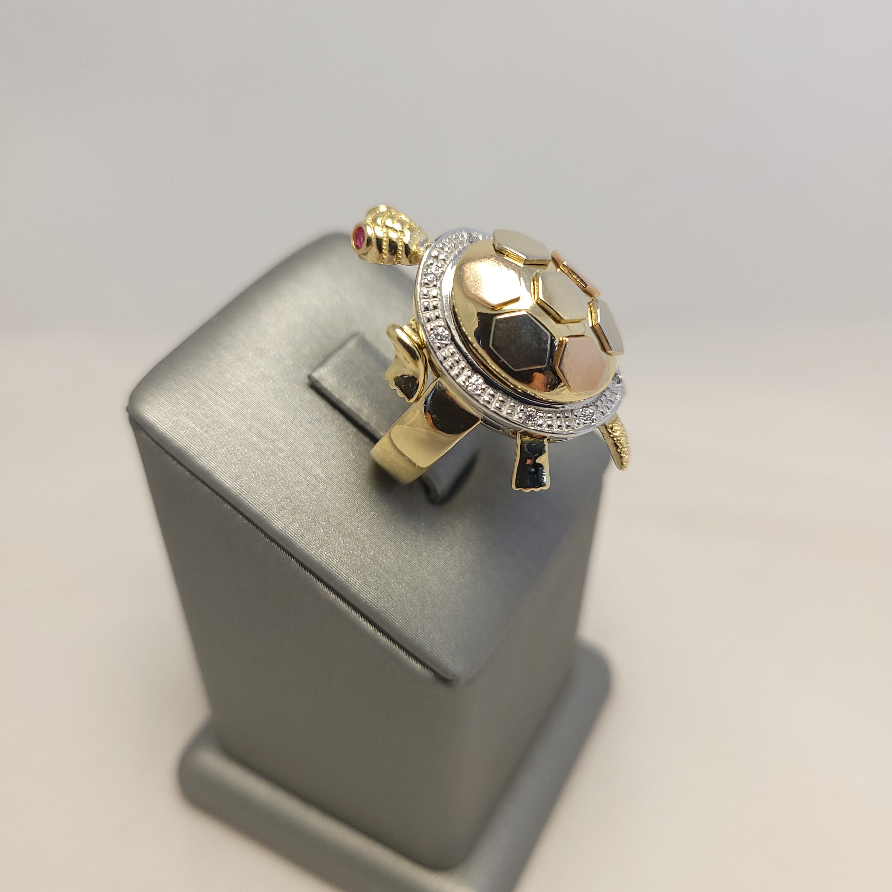 14K Tri-Color Tortoise Ring