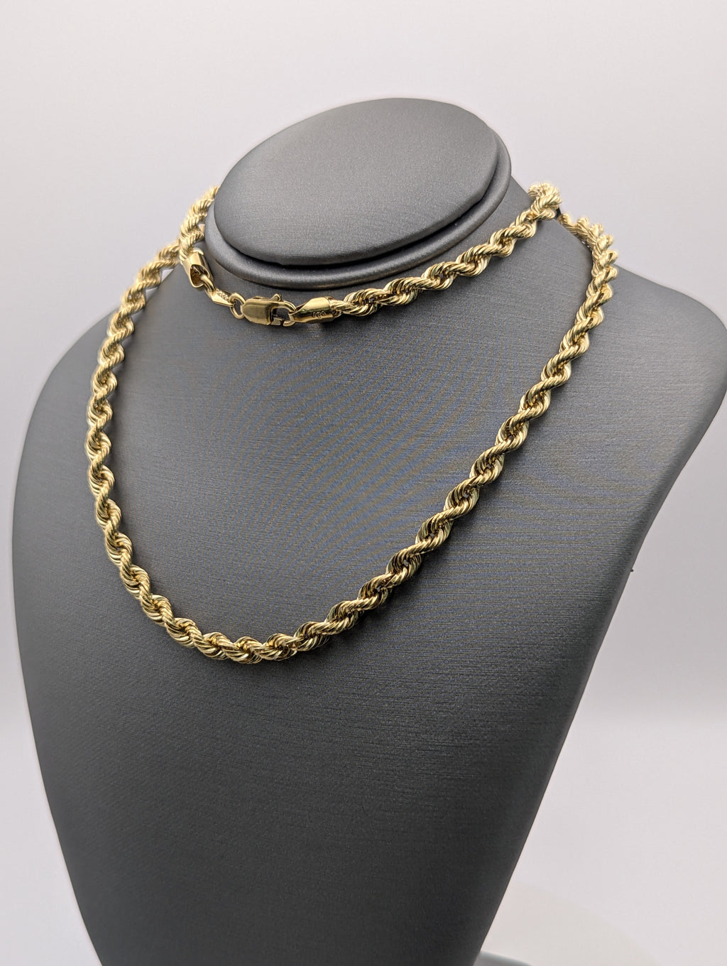 Cadena de soga hueca de oro amarillo de 14K