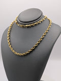 Cadena de soga hueca de oro amarillo de 14K