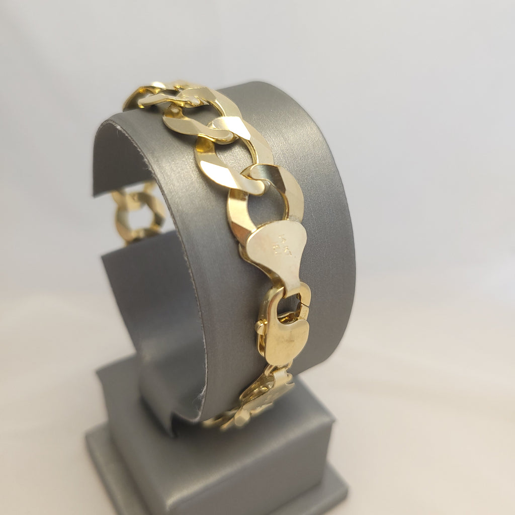 Pulsera de eslabones cubanos de oro amarillo de 14K