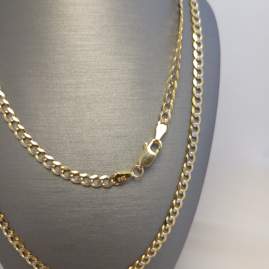 Cadena cubana con corte de diamante de 14K