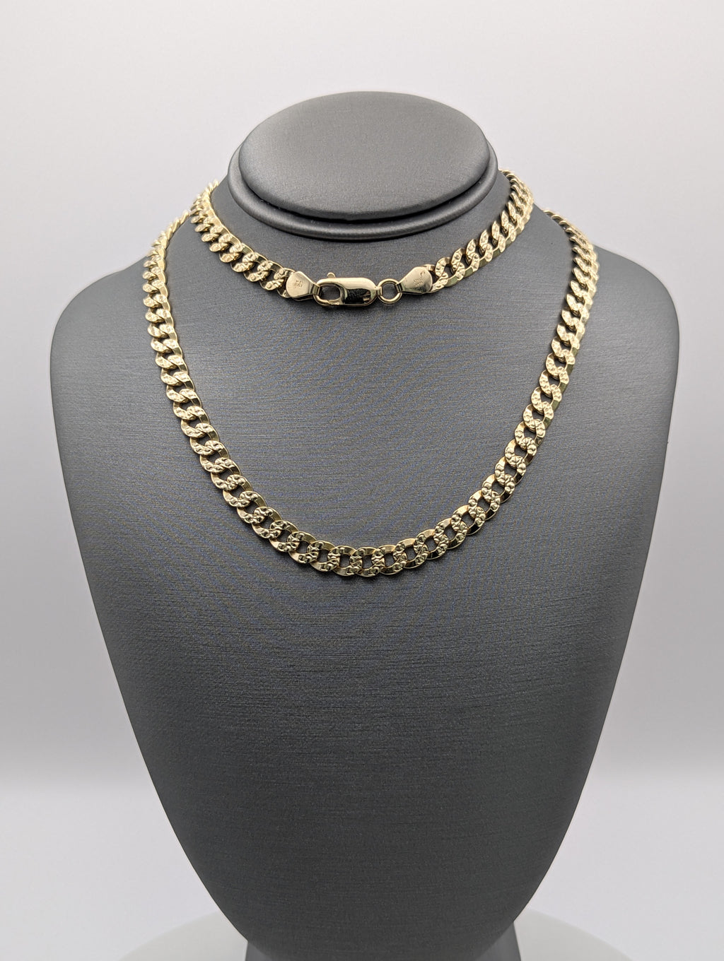 Cadena Curb Fresada de Oro Amarillo de 14K