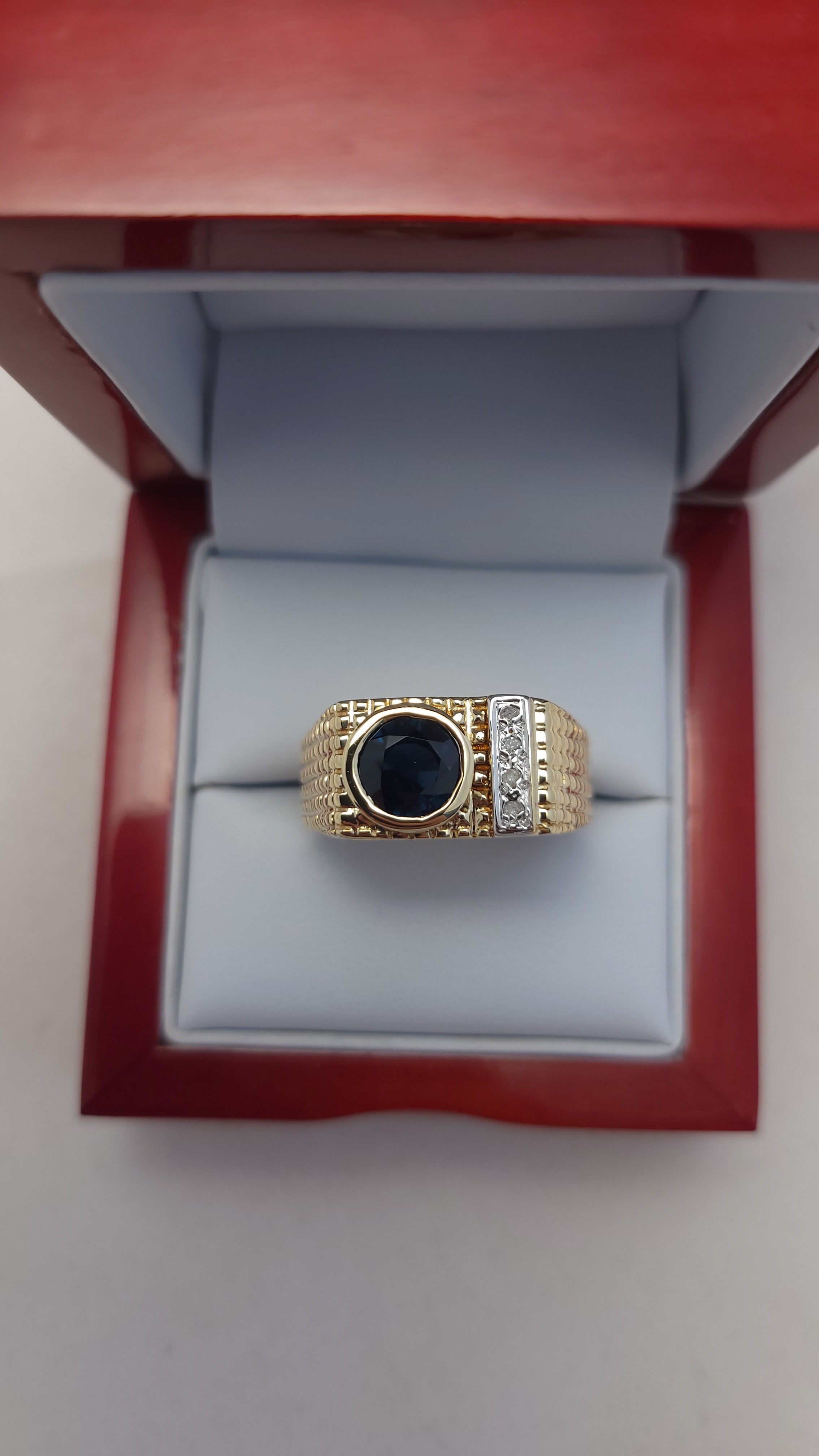 14K YG DIA SAPPHIRE RING