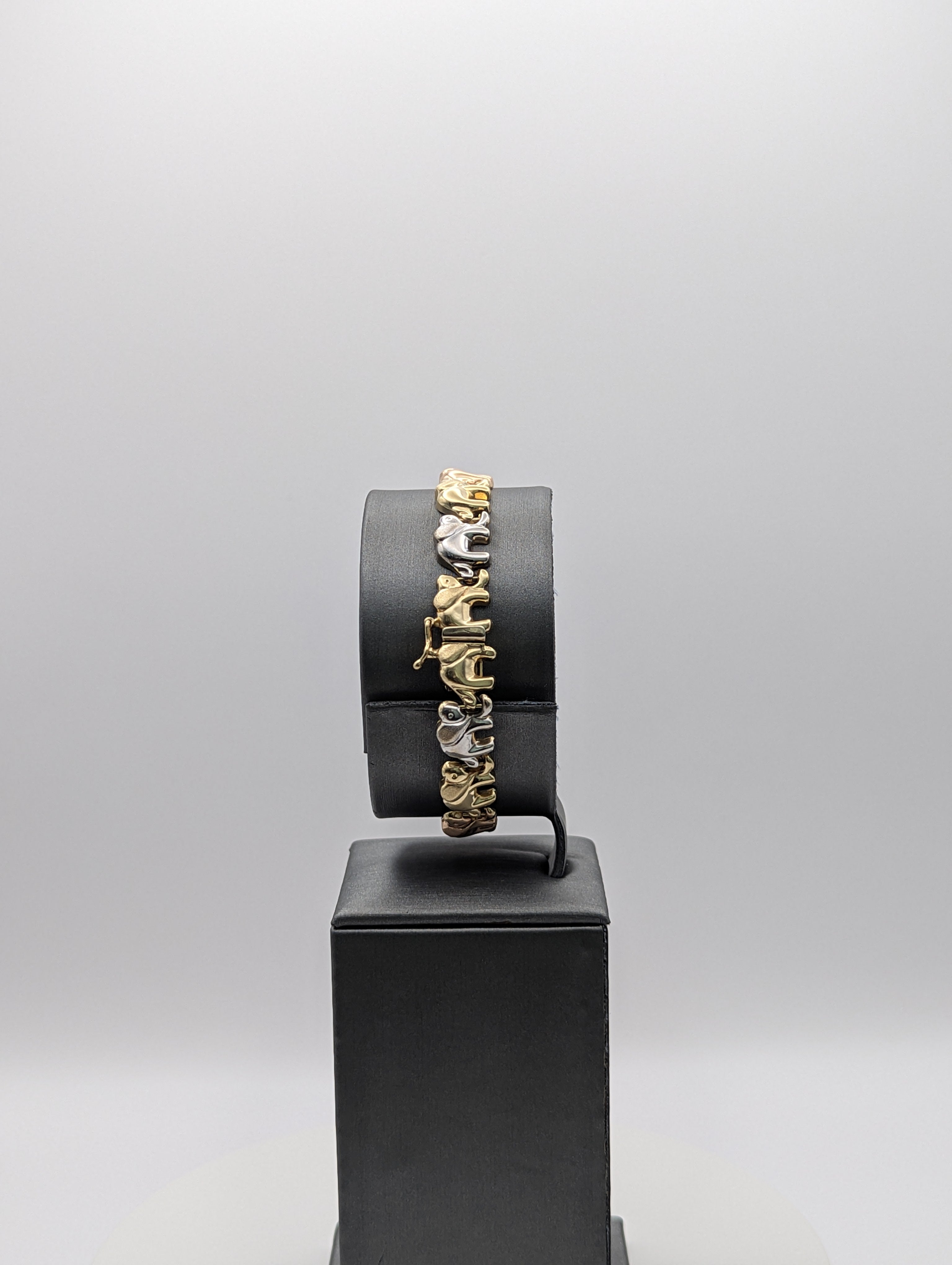 Pulsera de elefante tricolor de 14K