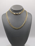 Cadena de eslabones cuadrados con corte de diamante de oro amarillo de 14K