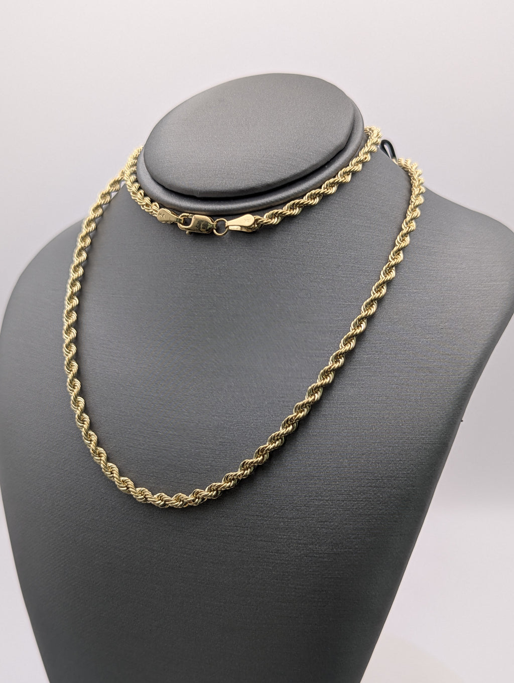 Cadena de soga sólida de oro amarillo de 14K