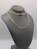 Cadena barbada fresada de oro amarillo de 14K