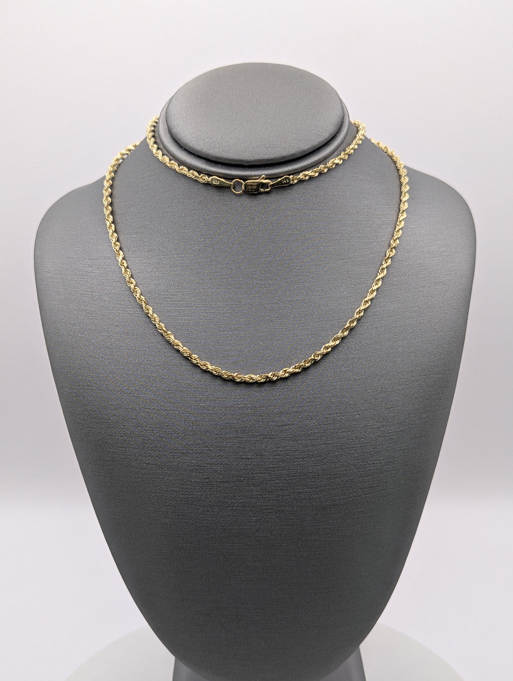 Cadena de soga sólida de oro amarillo de 14K