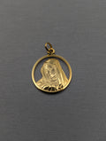 Colgante de 14K en oro amarillo con la cabeza de María