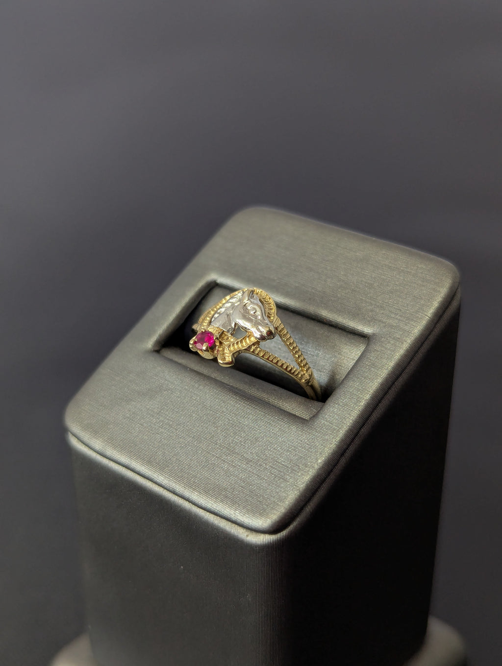Anillo de caballo de oro amarillo/blanco de 14 quilates
