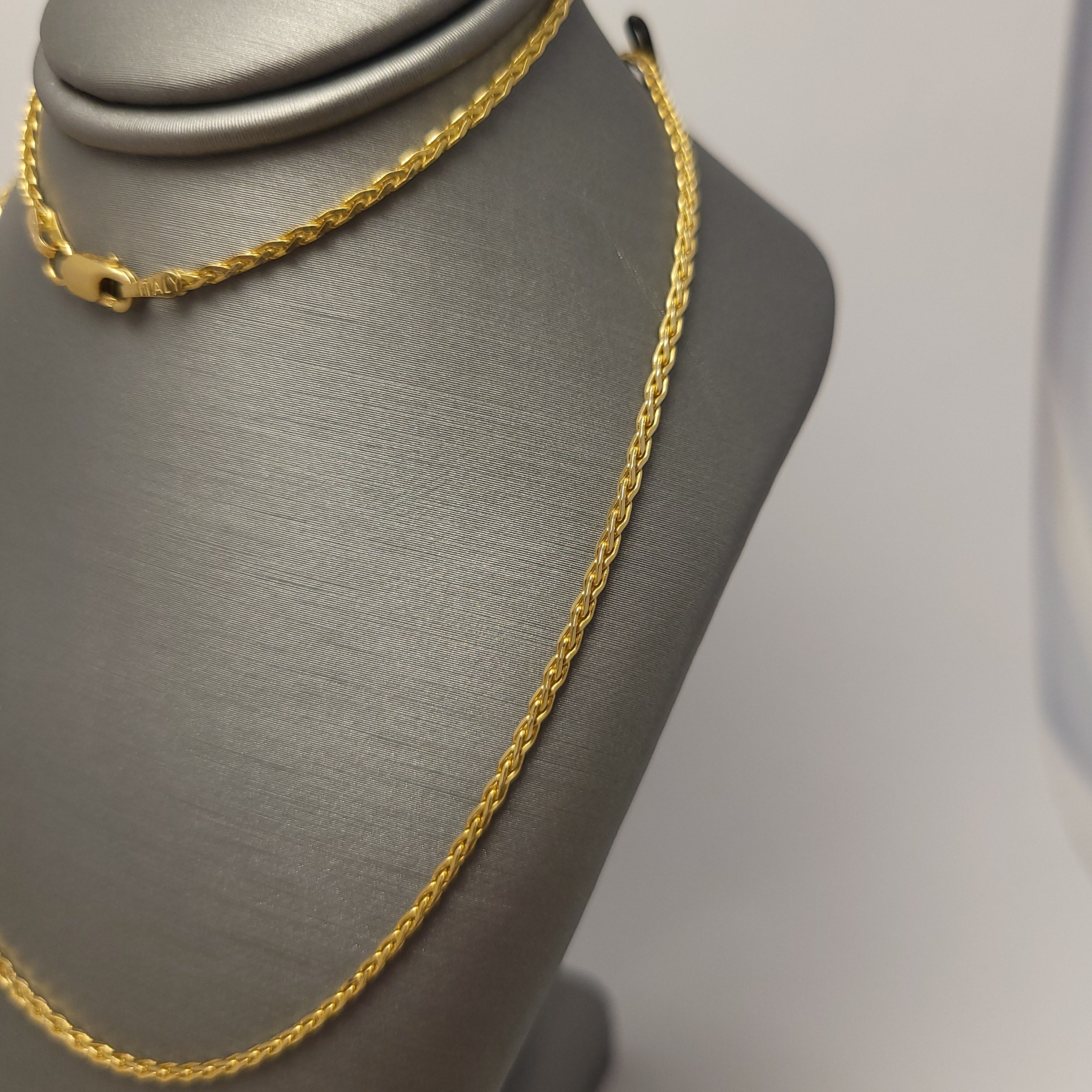 Cadena Sólida de Eslabones Spiga de Oro Amarillo de 14K