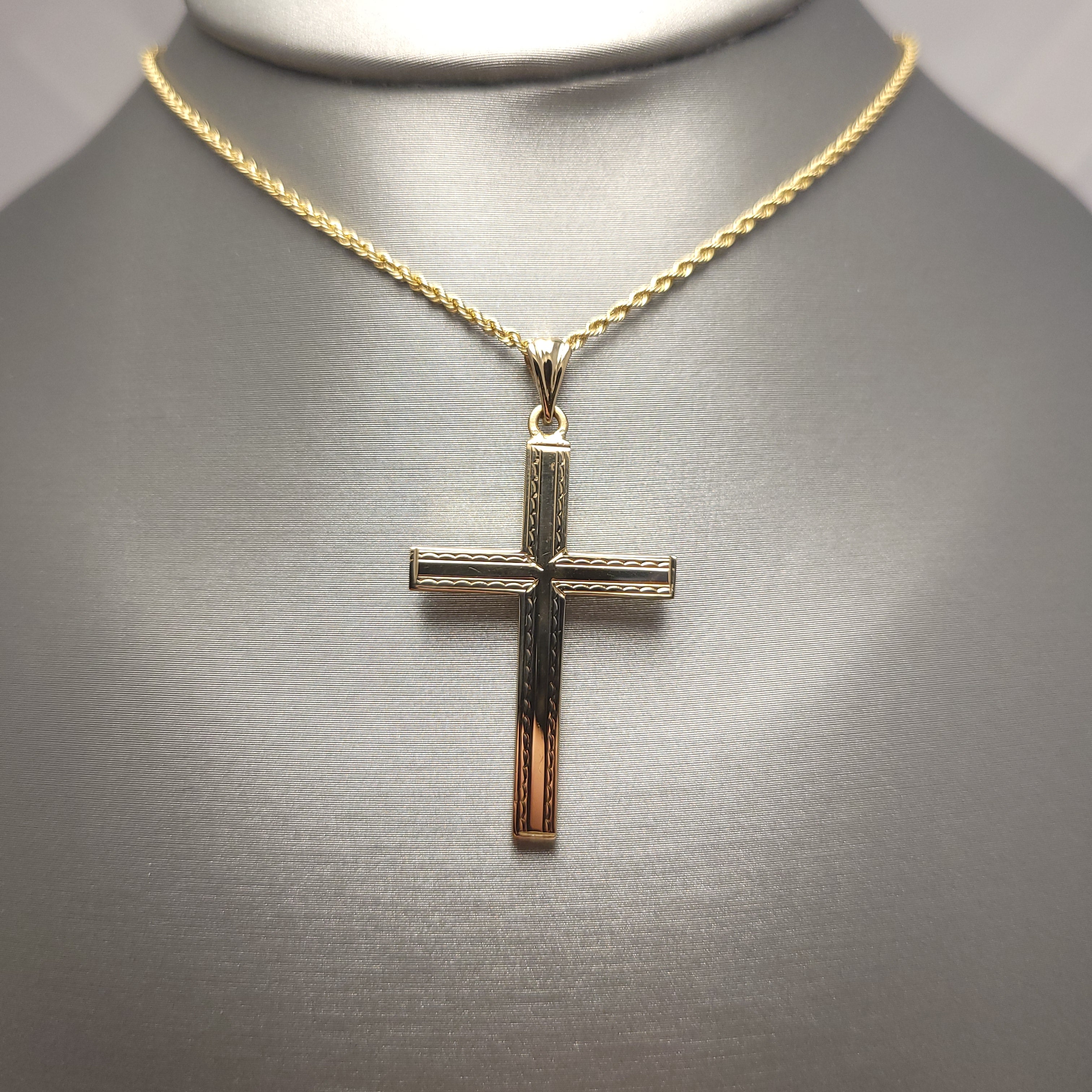 Colgante Cruz Plana Oro Amarillo 14K