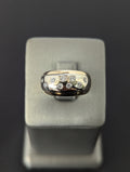 Anillo de circonita cúbica de oro blanco/amarillo de 14 quilates, dos tonos