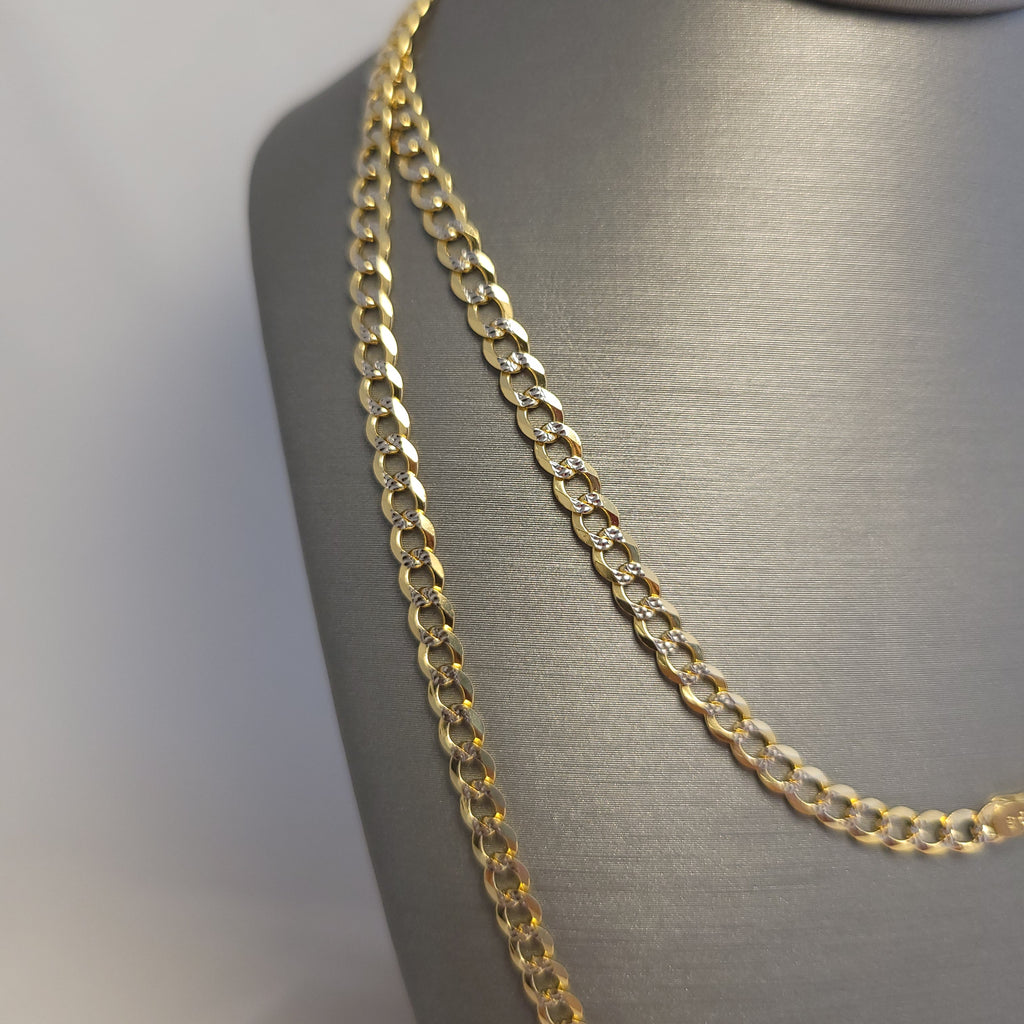 Cadena cubana con corte de diamante de 14K
