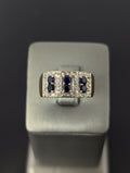 Anillo bicolor de oro de 14 quilates con circonita cúbica azul