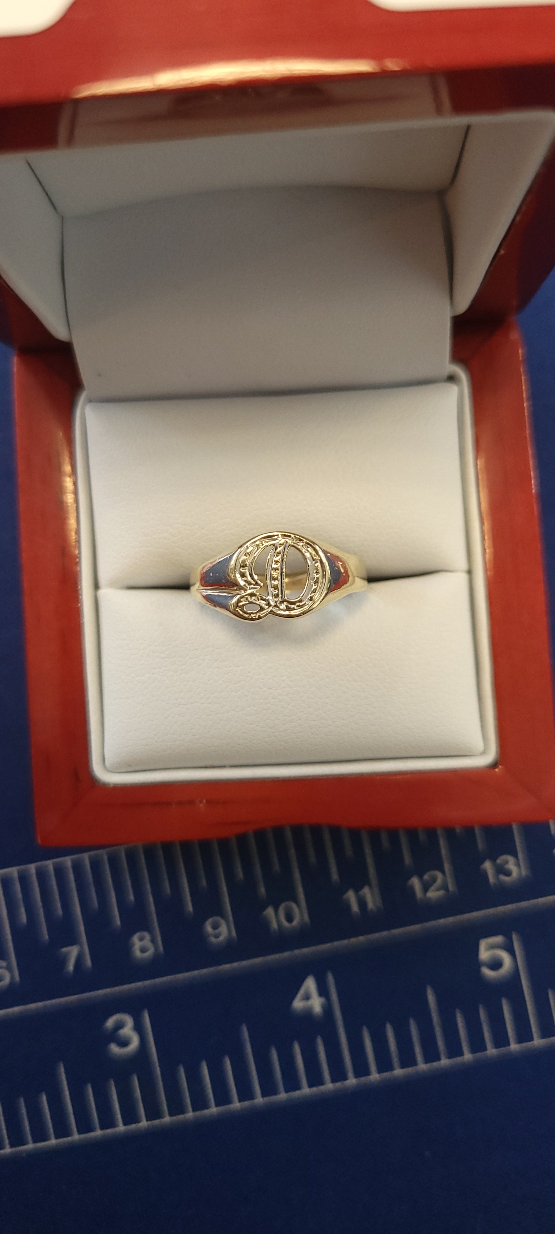 10K YG Letter "D" Ring