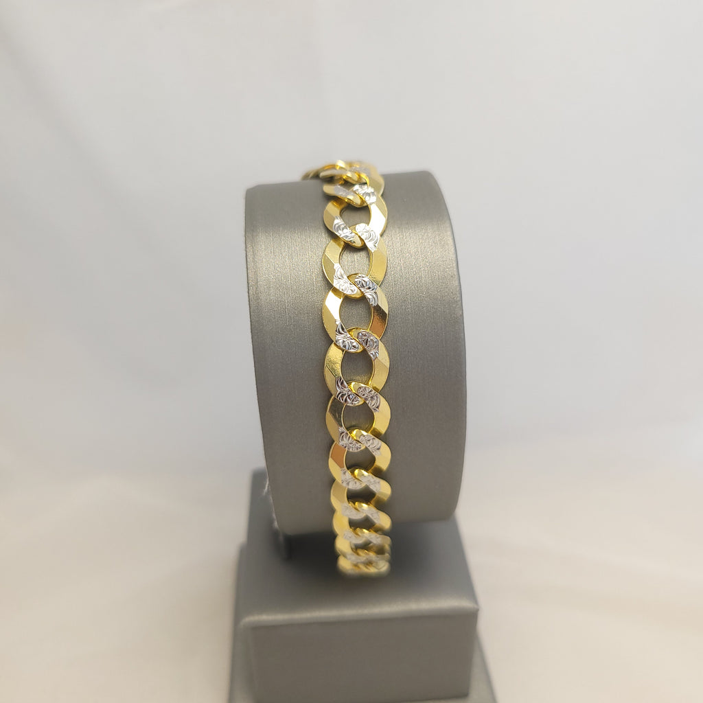 Pulsera de eslabones forzados con corte diamante de oro de 14K
