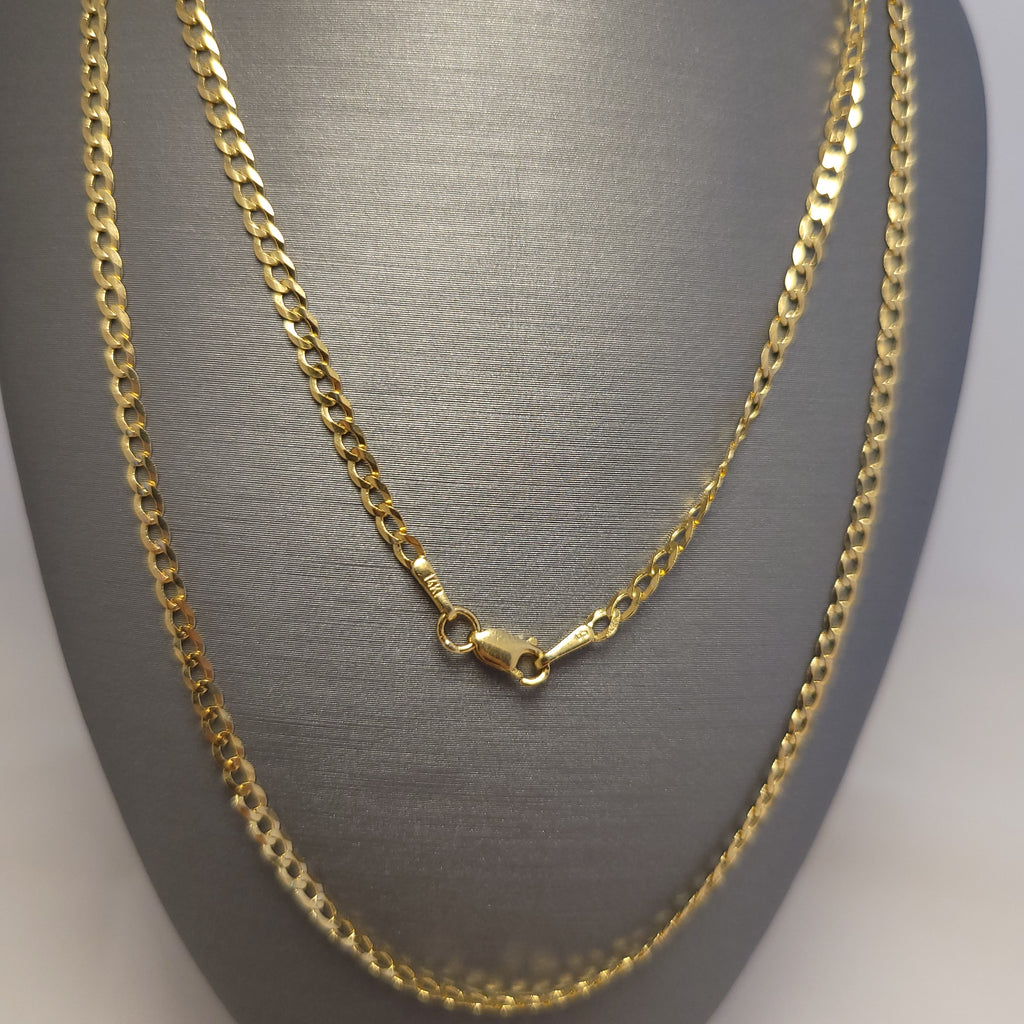 Cadena maciza barbada de oro amarillo de 14K