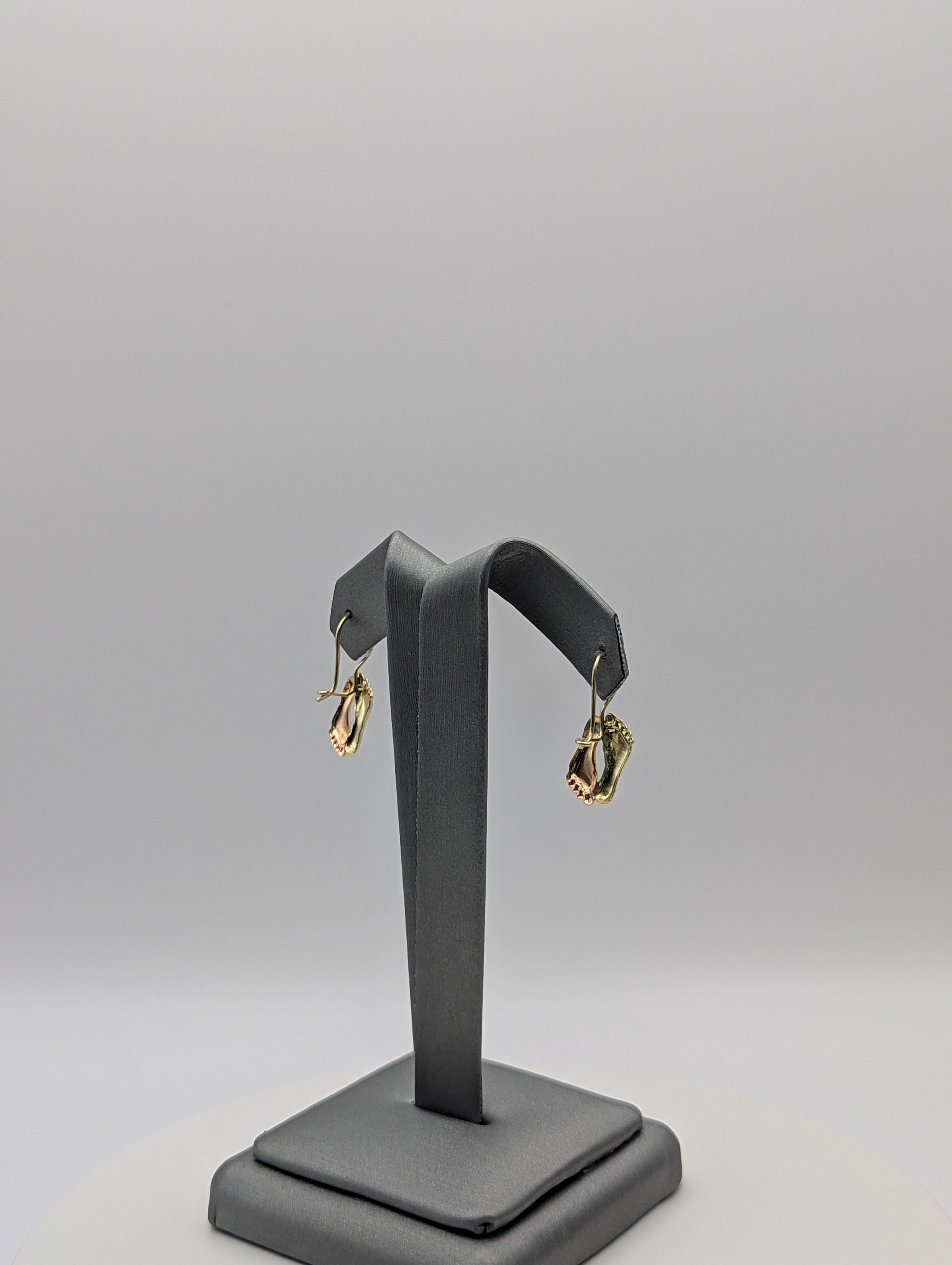 14K YG/RG Dia Cut Feet Earrings