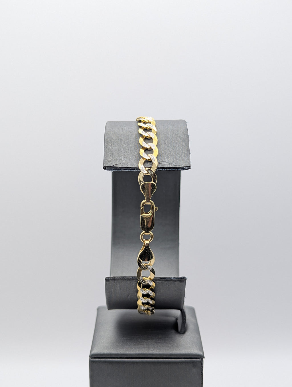 Pulsera de cadena cubana cortada con diamante, de 14K