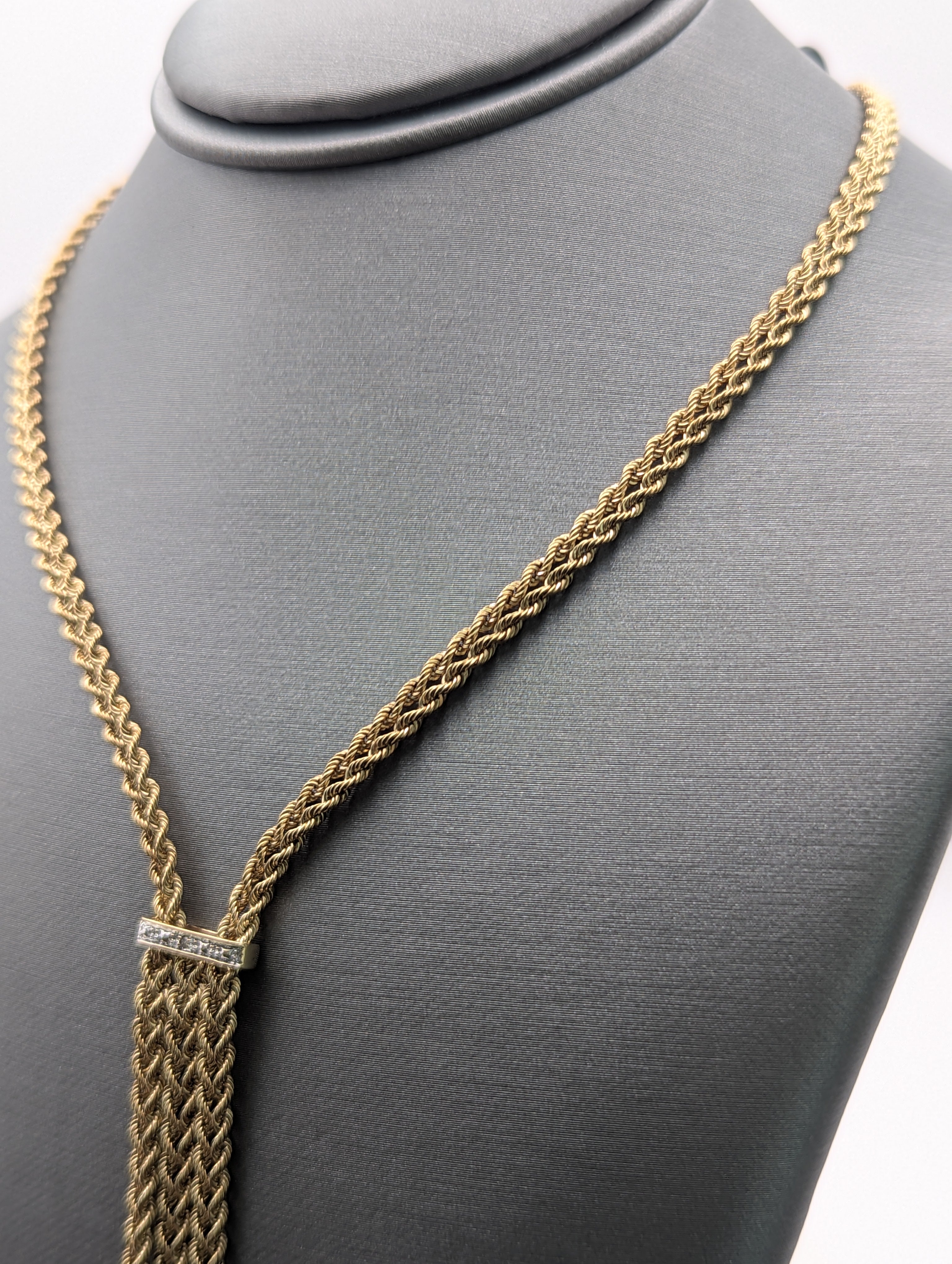Collar doble de soga de oro amarillo de 14K