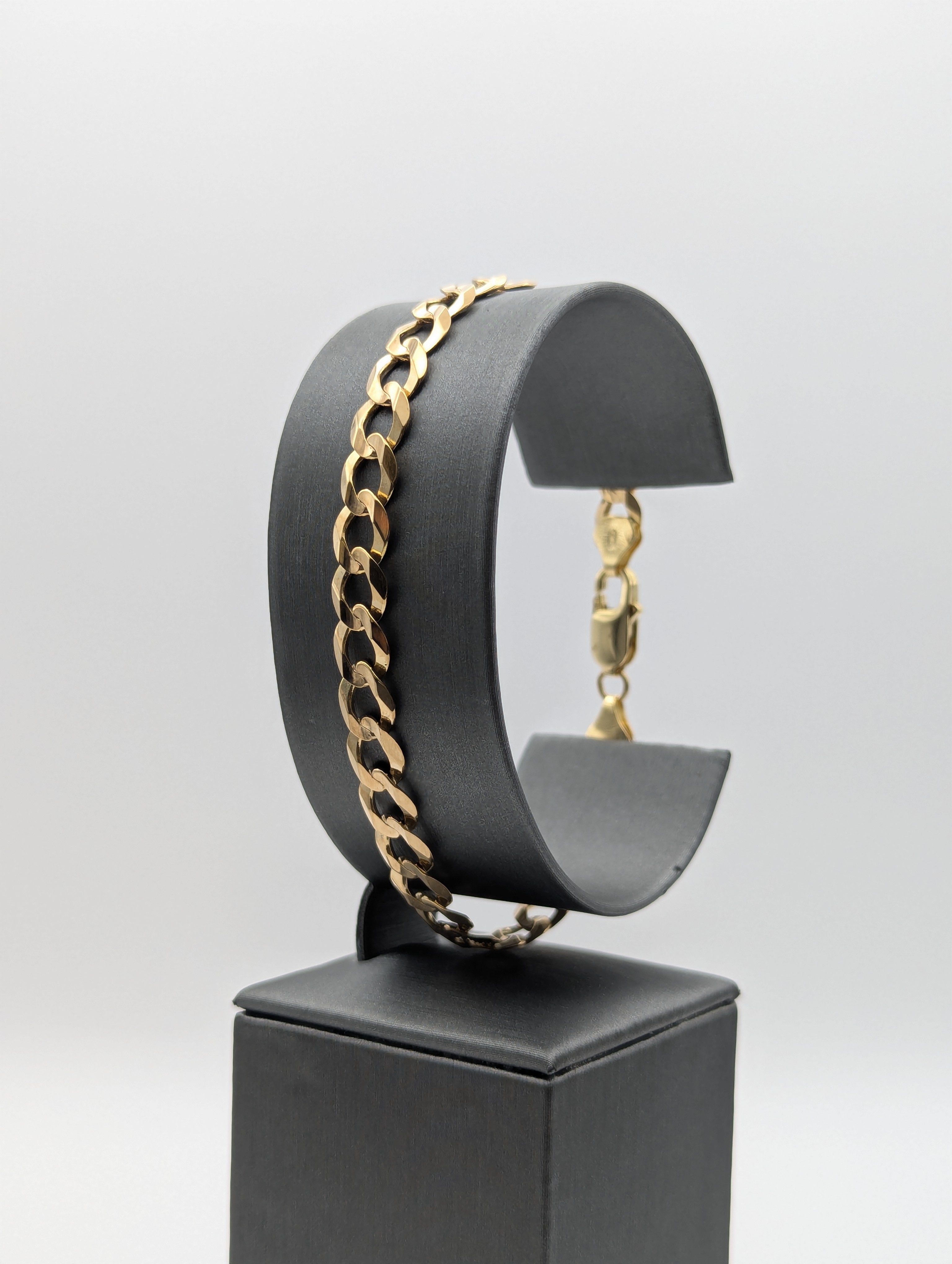 Pulsera de cadena barbada de oro amarillo de 14K