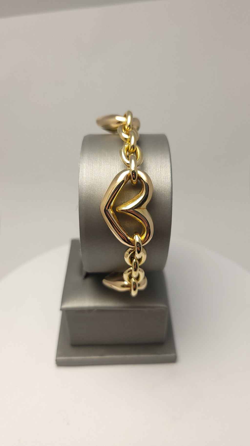 Pulsera de Corazones Abombados de Oro Amarillo de 14K
