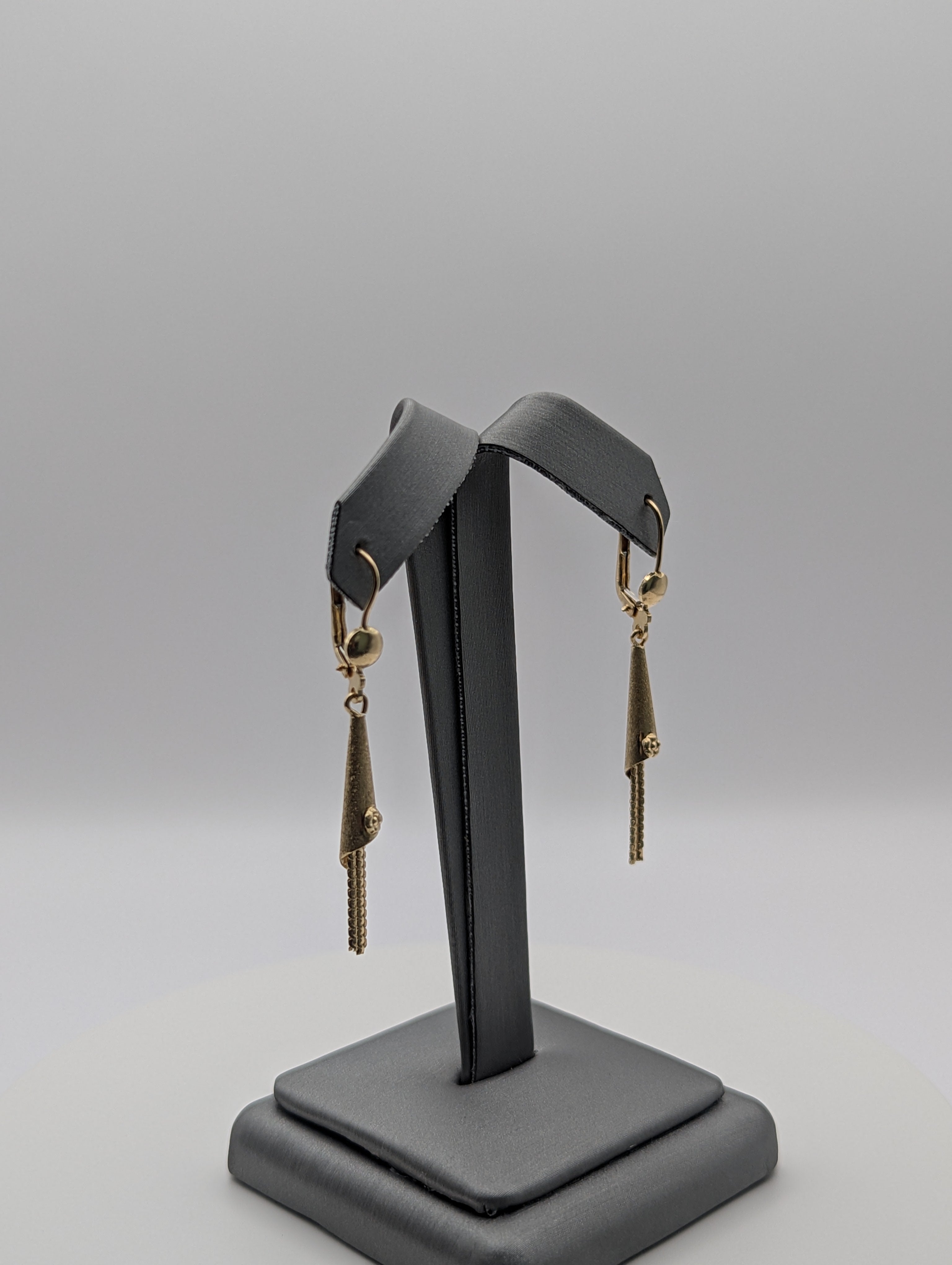 14K YG Satin Conical Earrings