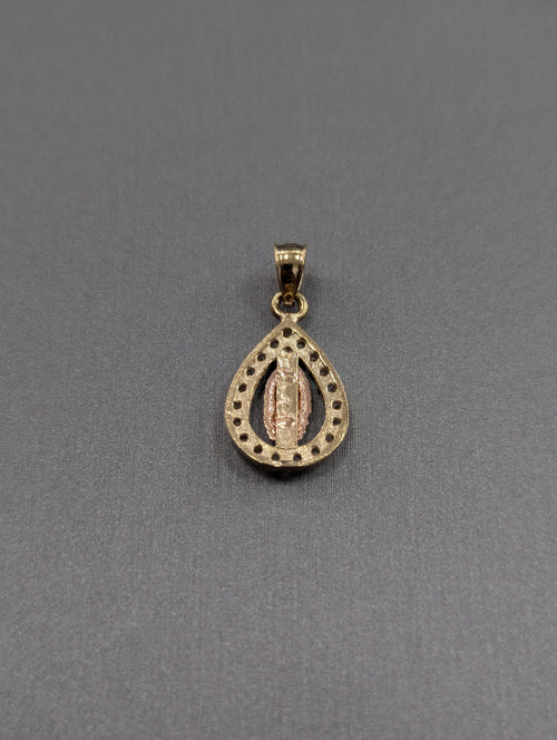 14K CZ Tri Color Guadalupe Pendant