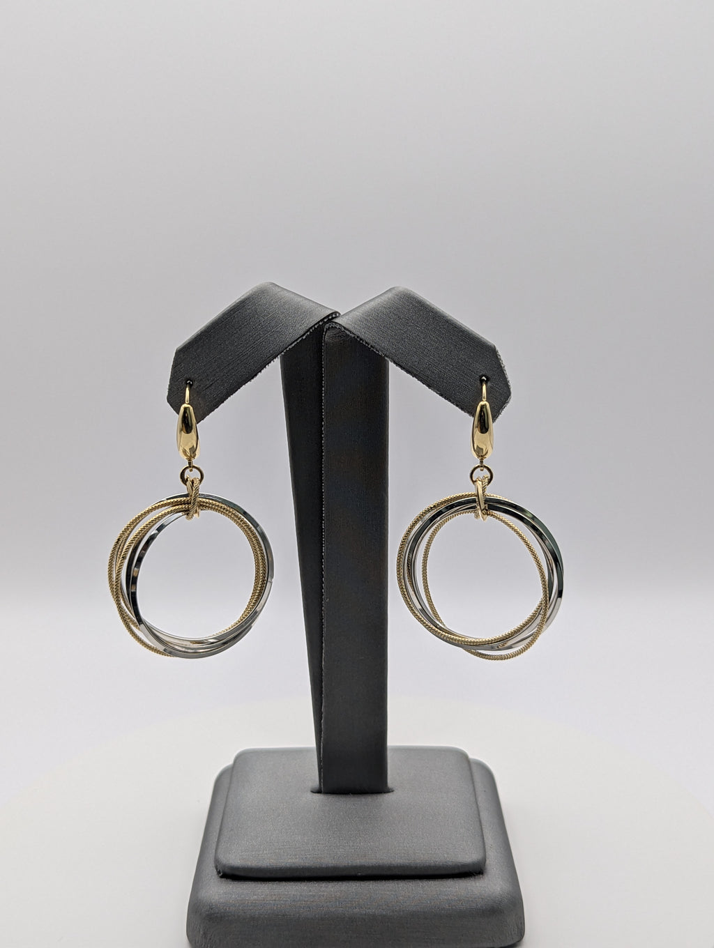 Pendientes de aros múltiples de oro amarillo/blanco de 14 quilates