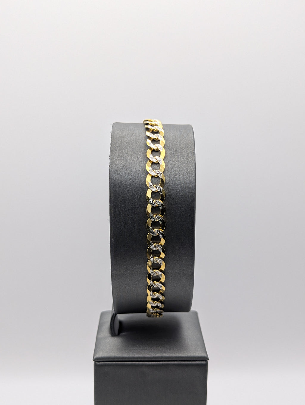 Pulsera de cadena cubana cortada con diamante, de 14K