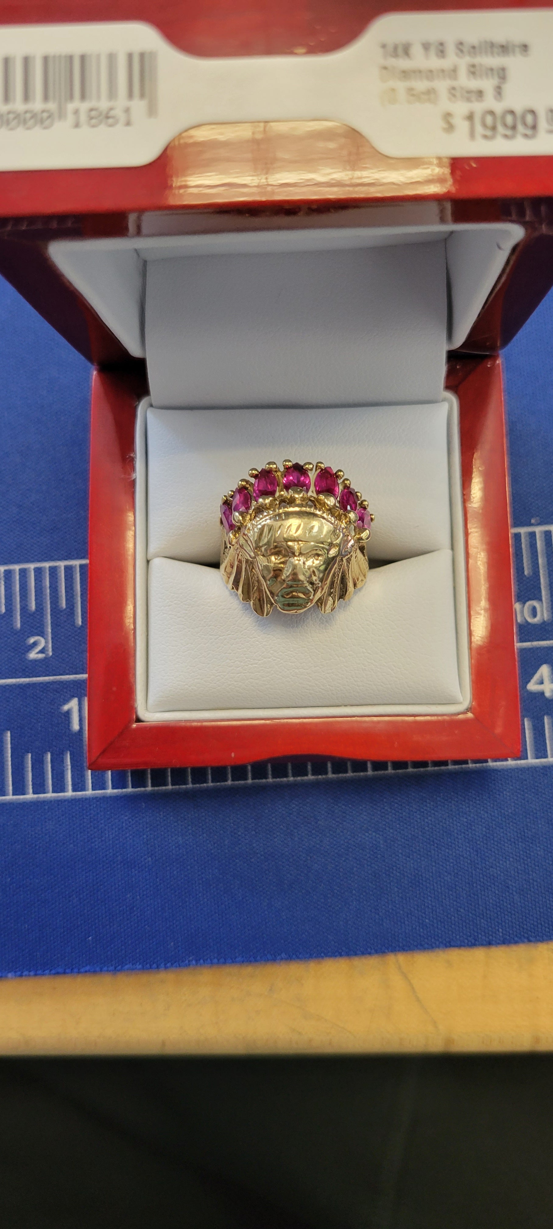 10K YG Indian Head Ring